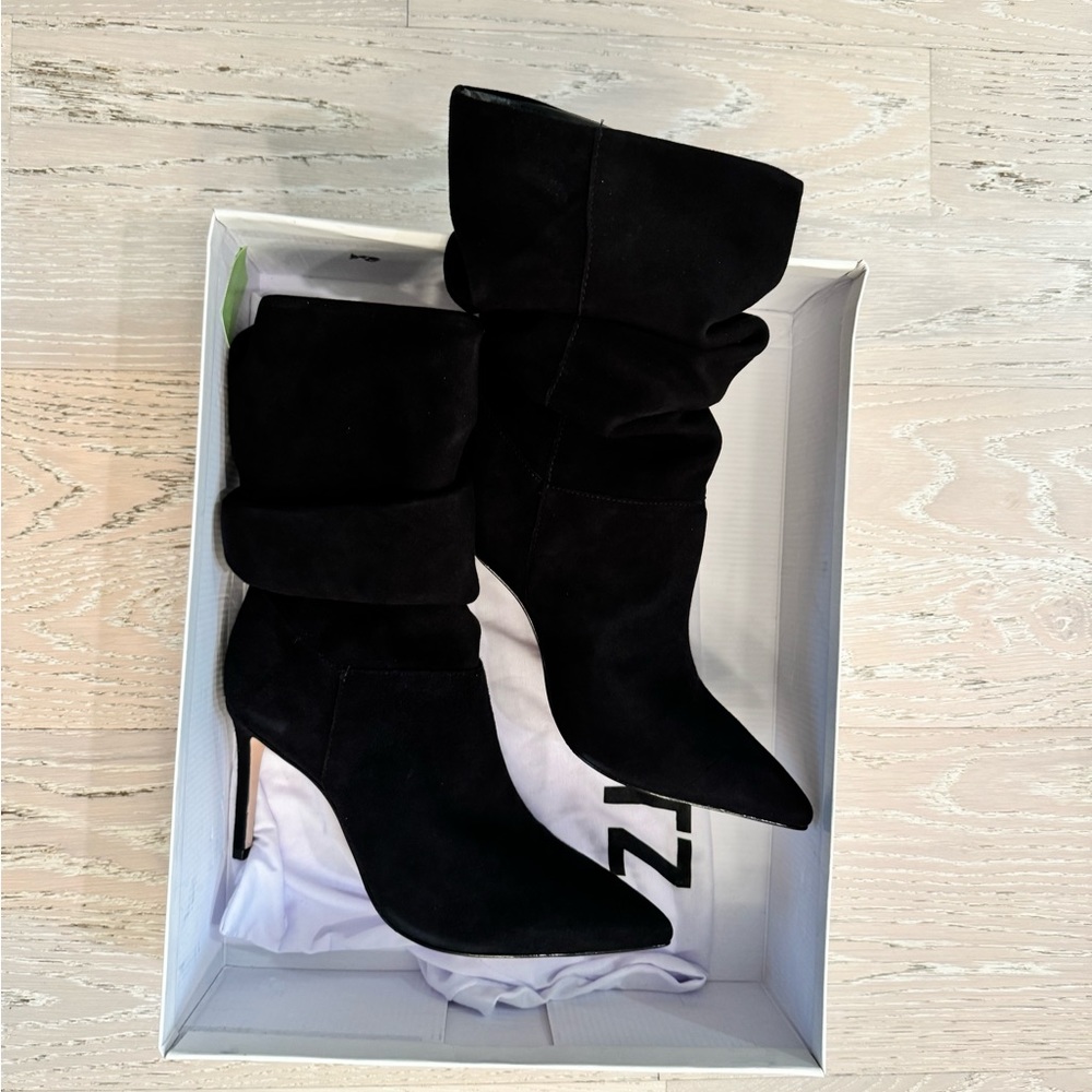 Schutz Ashlee Slouch Ankle Boot Stiletto Women Shoe Bear Brown Suede Sz 9 NWOT